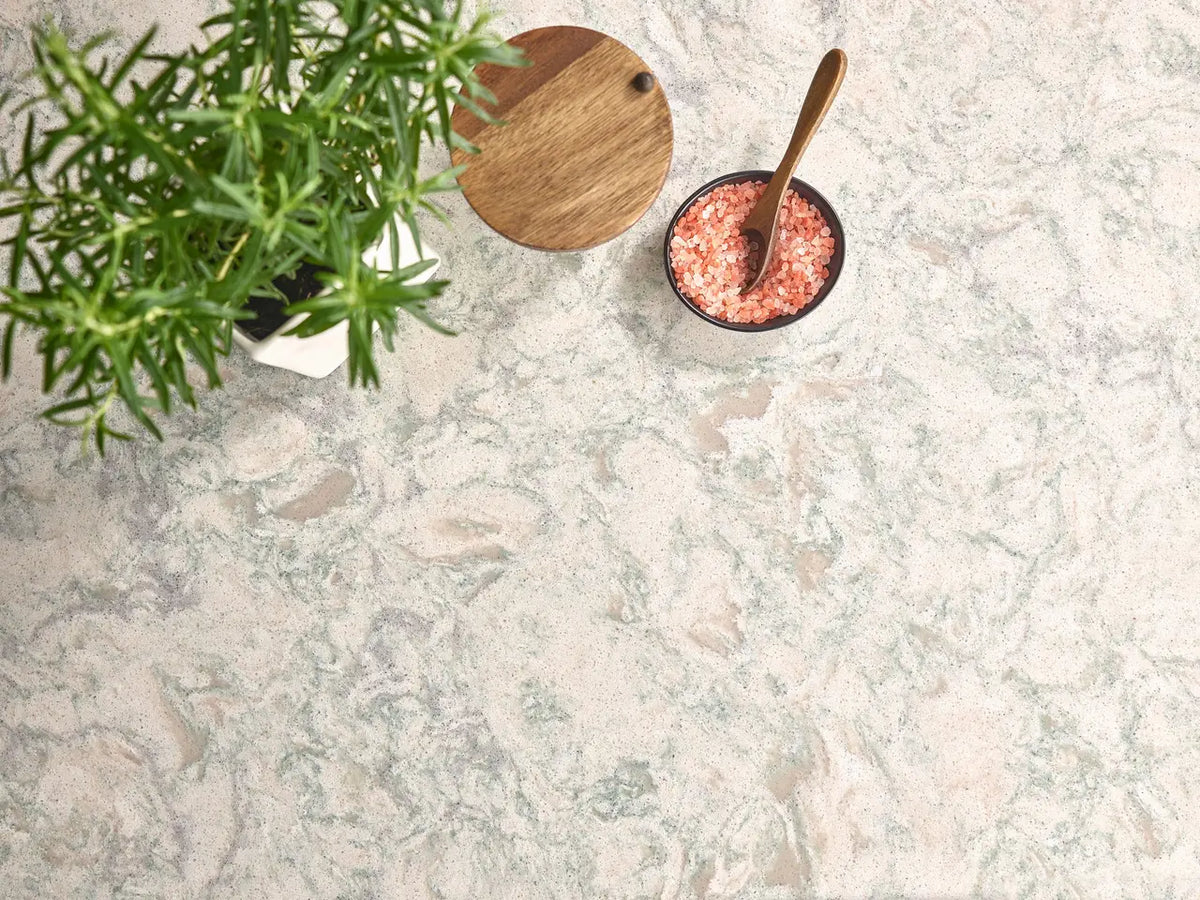 Marble surface with subtle veining and polished finish — custom countertops fabricated and installed by Signature Stone LV