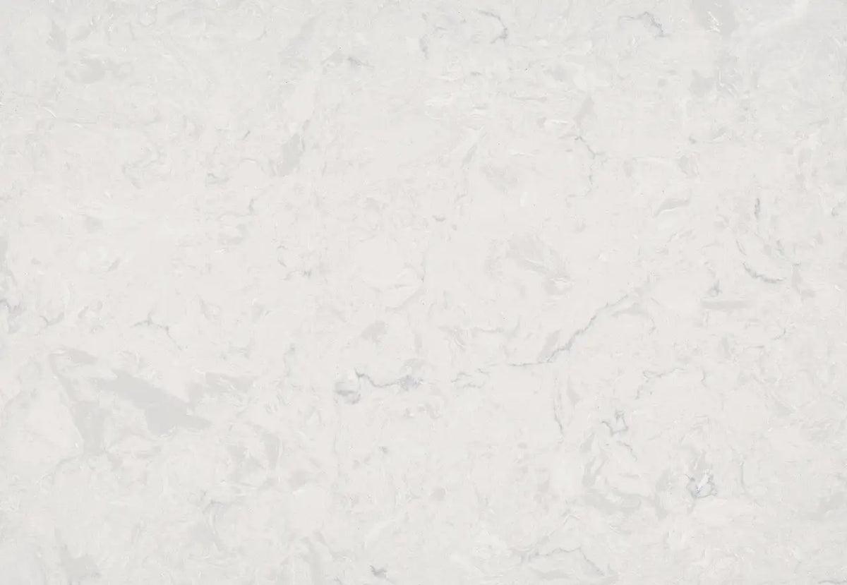 Weybourne quartz surface with subtle gray veining and polished finish — custom countertops fabricated and installed by Signature Stone LV