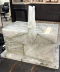 Luxury White Natural Stone Tissue Box Cover – Handcrafted Mosaic