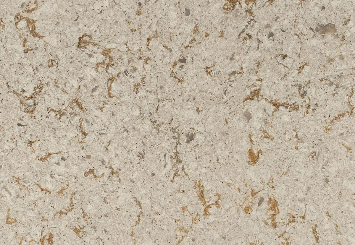 Windermere limestone surface with cream base and brown fossil patterns — elegant stone countertops installed by Signature Stone Las Vegas