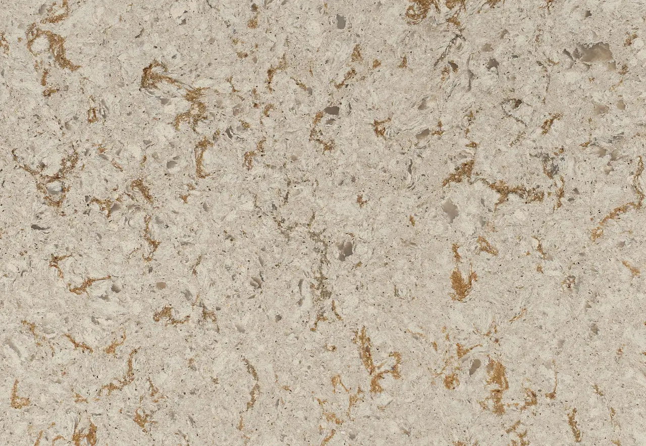 Windermere limestone surface with cream base and brown fossil patterns — elegant stone countertops installed by Signature Stone Las Vegas