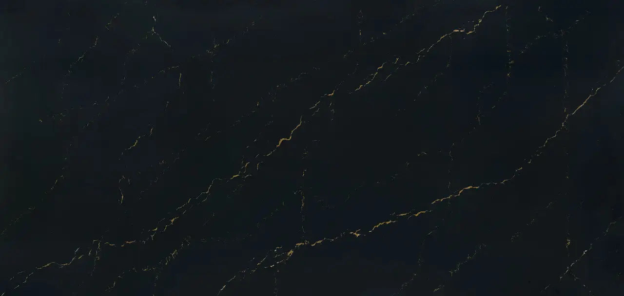 Dark marble surface with golden veining and polished finish — premium countertop fabrication by Signature Stone Las Vegas